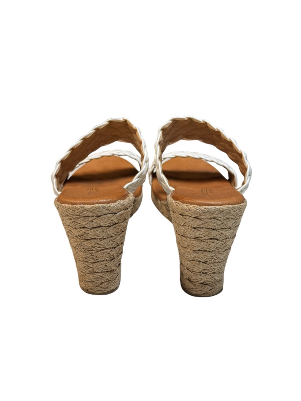 André Assous Aria Espadrille White Braided Leather Wedge Sandals Spain Size 10.5 - Picture 4 of 9